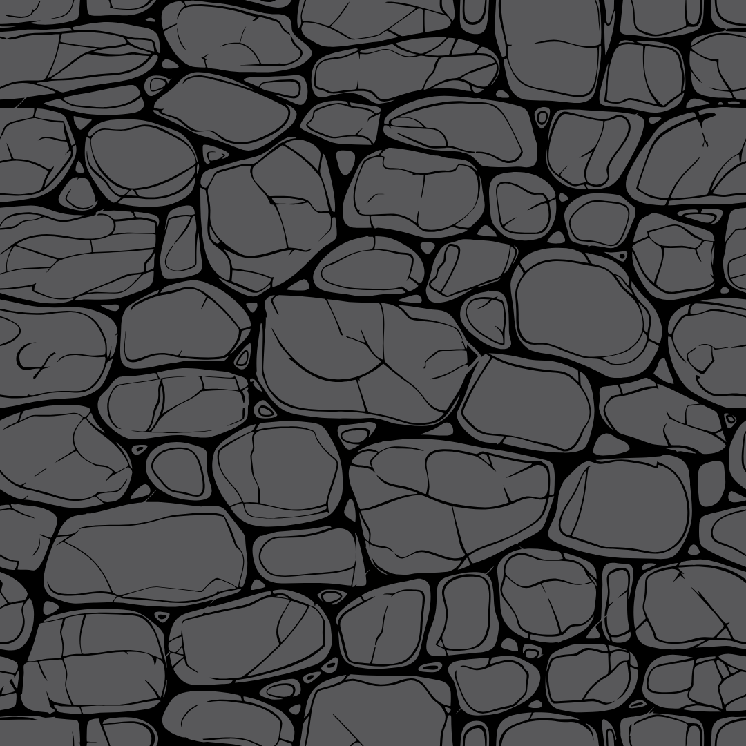 A black and white drawing of a stone wall.