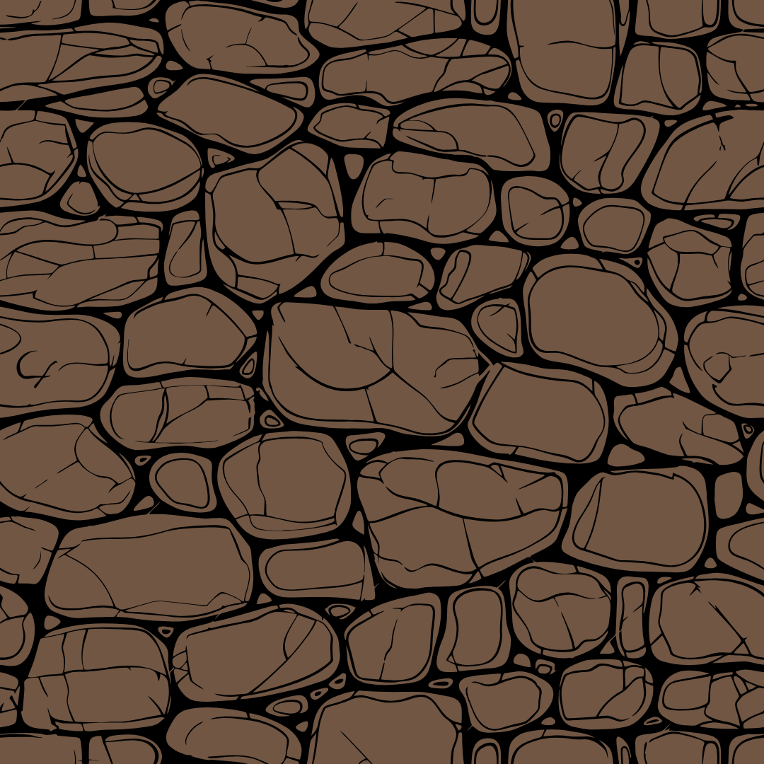 A seamless pattern of brown rocks on a black background