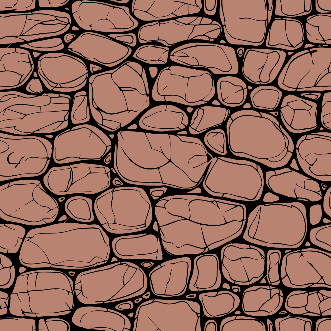A black and white drawing of a stone wall