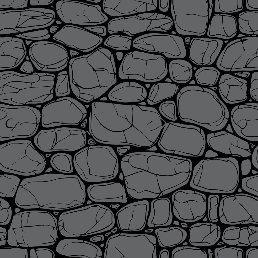 A black and white drawing of a stone wall.
