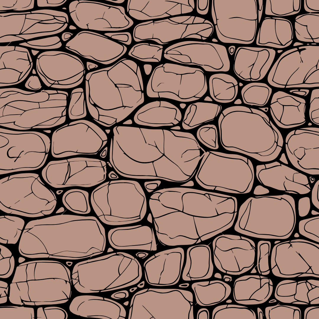 A black and white drawing of a stone wall
