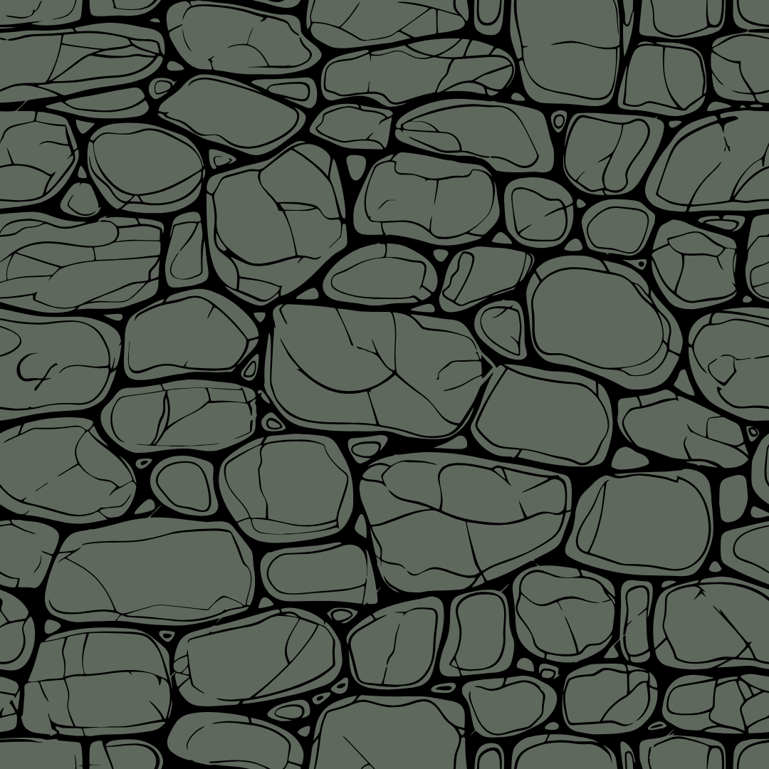 A black and white drawing of a stone wall