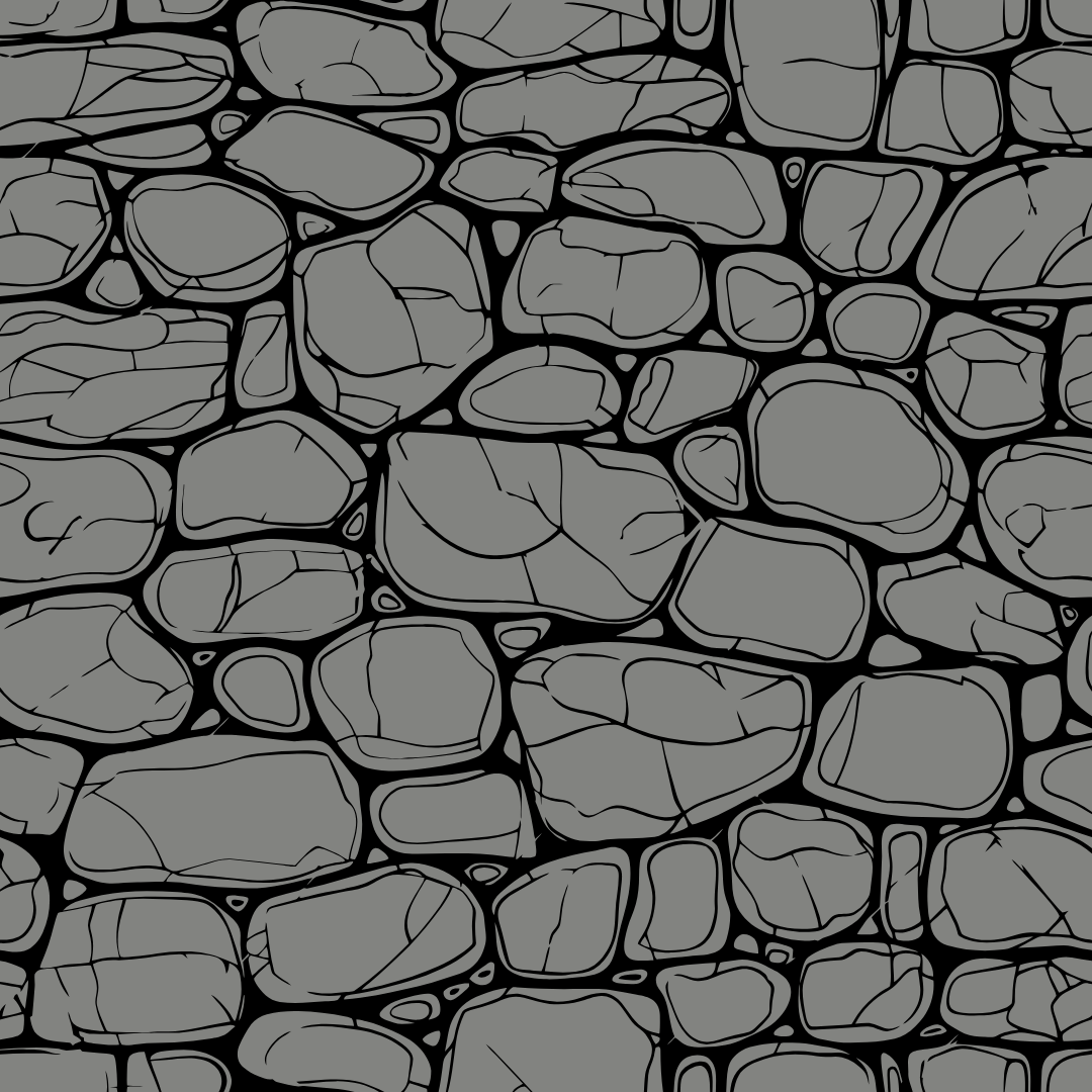 A black and white drawing of a stone wall