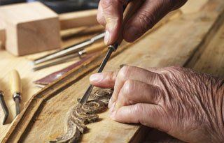 Woodworker working on project