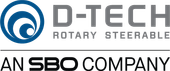A blue and white logo for d-tech rotary steerable