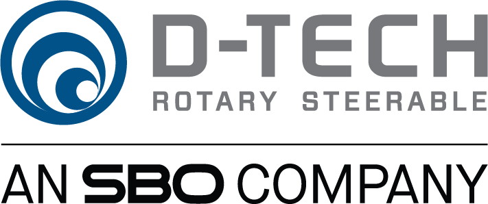 A blue and white logo for d-tech rotary steerable