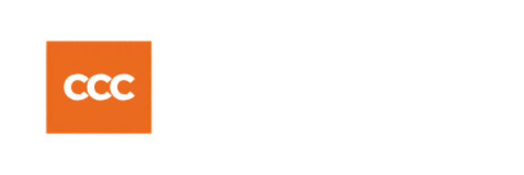 Orange square logo with white “ccc” letters