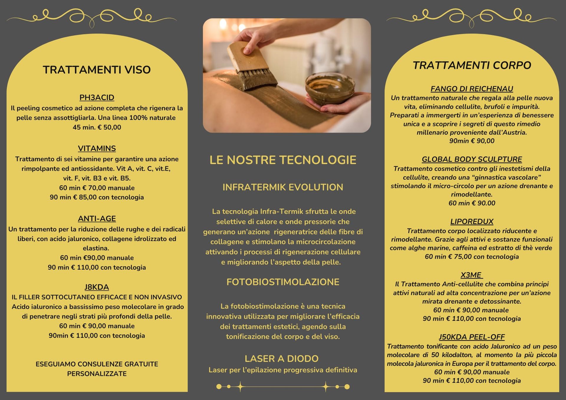 listino prezzi e descrizione trattamenti