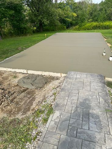 newly installed concrete slab