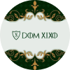 Um círculo verde e branco com a palavra dom xixd nele.