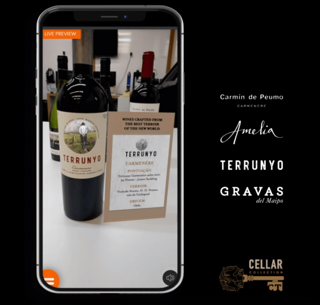 Um celular mostra uma garrafa de terrunyo graves