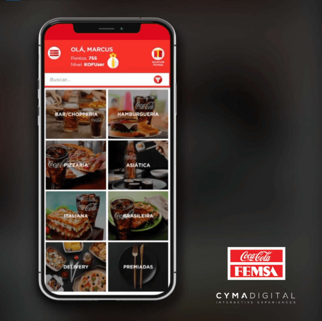 Um telefone com o logotipo da Coca-Cola Femsa
