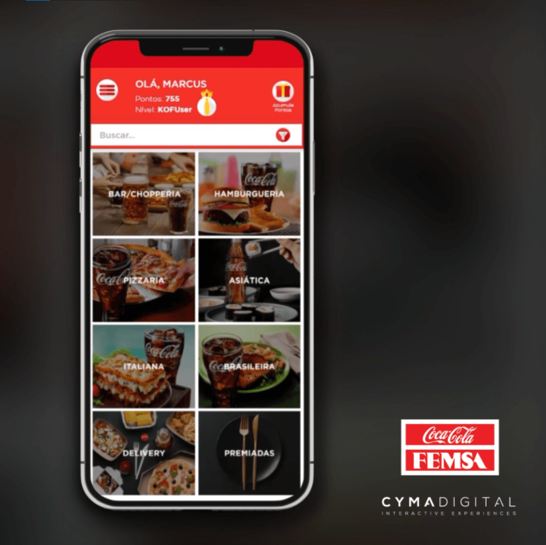 Um telefone com o logotipo da Coca-Cola Femsa