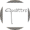 A palavra quattro está escrita em um círculo sobre um fundo branco.