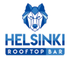 O logotipo do bar no terraço do Helsinki tem um lobo azul.
