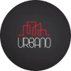 Um círculo preto com a palavra urbano nele.