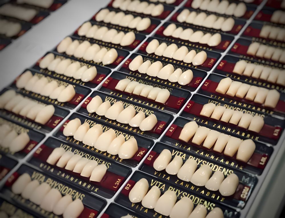 A Row of Vita Dentists Teeth Sitting on Top of Each Other — The Denture Kitchen in Maroochydore, QLD