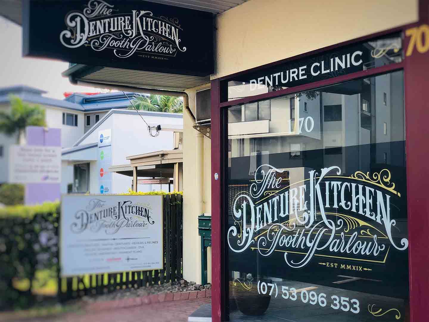 A store front with a sign that says the denture kitchen — The Denture Kitchen in Maroochydore, QLD