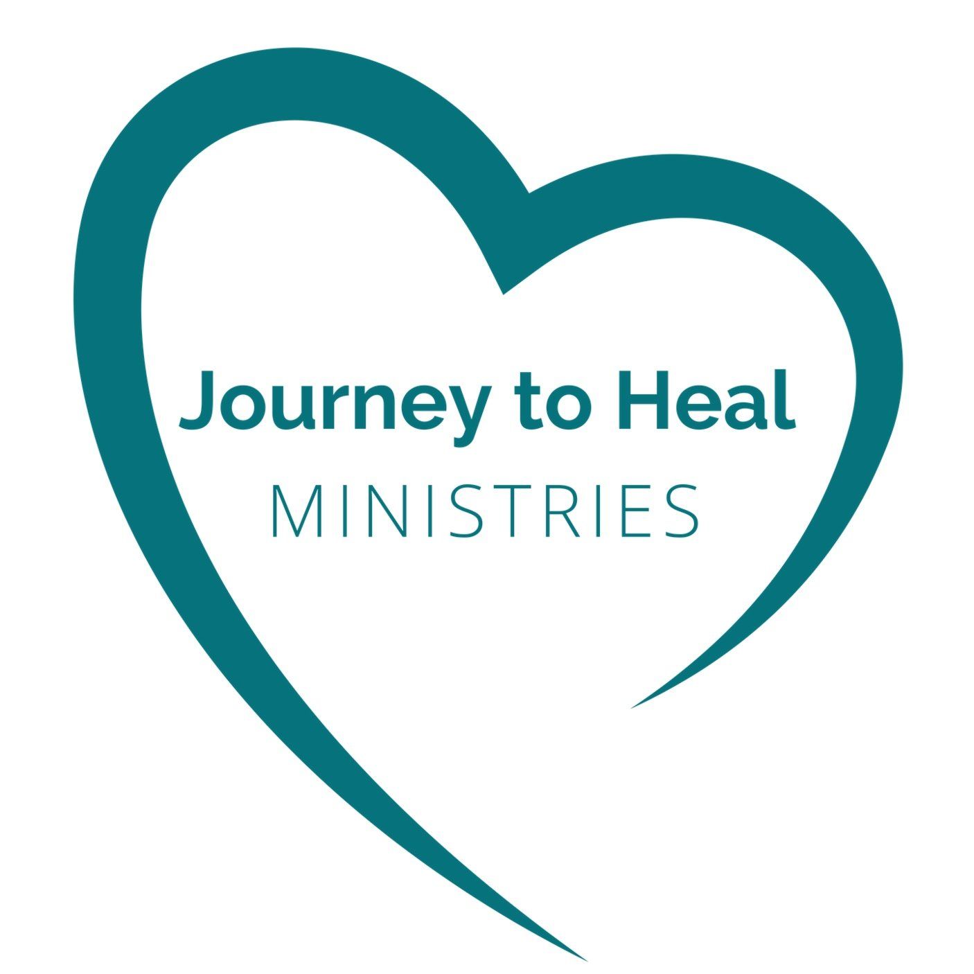 The logo for journey to heal ministries is a blue heart.