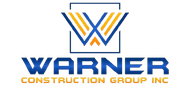 Logo for Warner Construction Group Inc. with a stylized "W" inside a square, with text below.