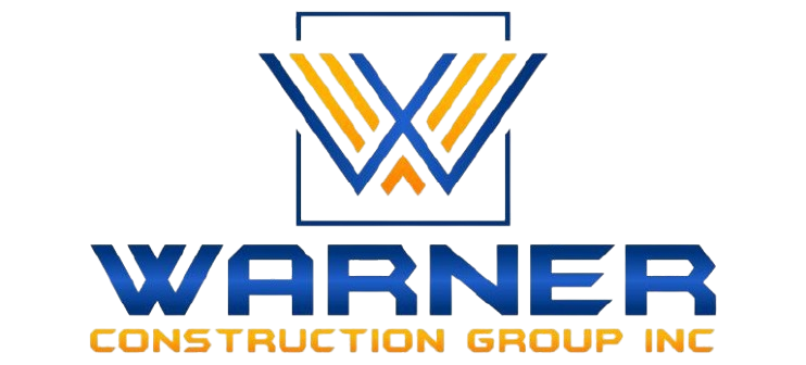 Logo for Warner Construction Group Inc. with a stylized "W" inside a square, with text below.