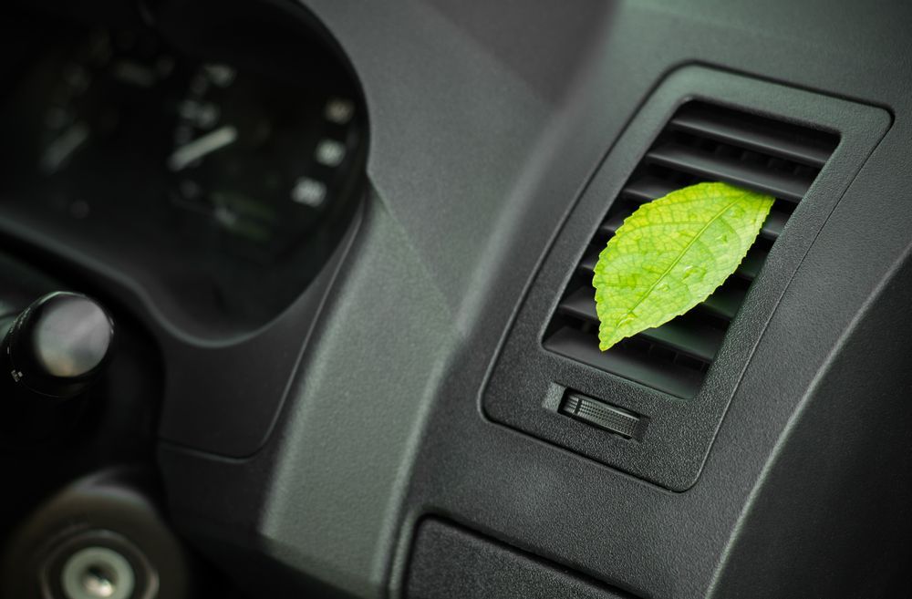 A Green Leaf Is Sticking Out Of A Car Air Vent — Airlie Beach Exhaust and Mechanical In Whitsundays, QLD