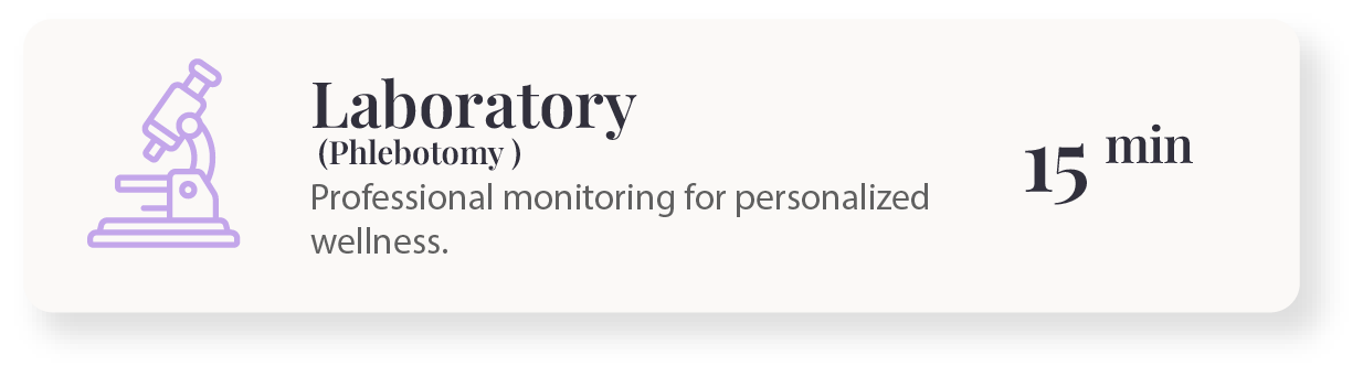 A medical laboratory service. Includes a microscope icon, the text 