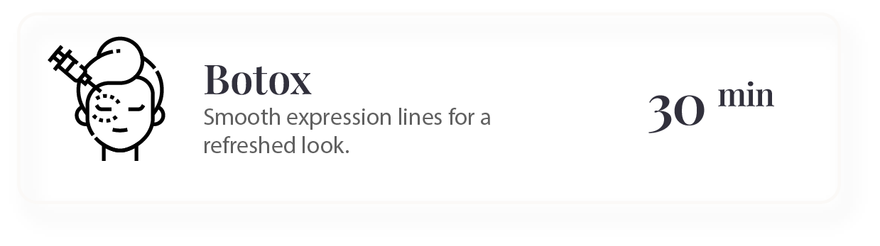 Botox procedure graphic, showing a face being injected. Text says 