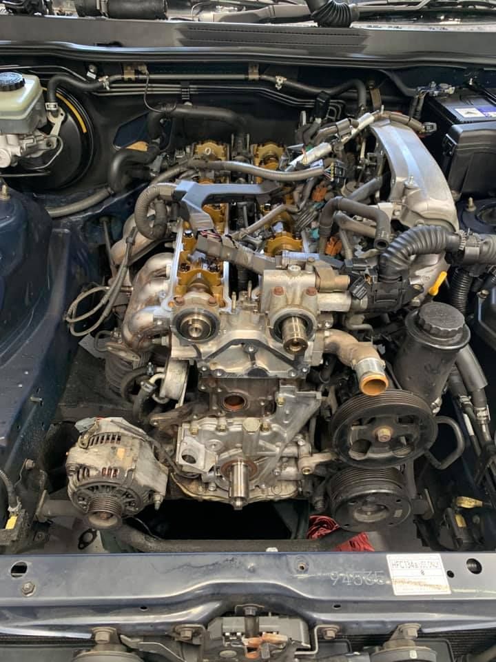 Engine of a Blue Car, Partially Disassembled — D.A.G Automotive in Unanderra, NSW