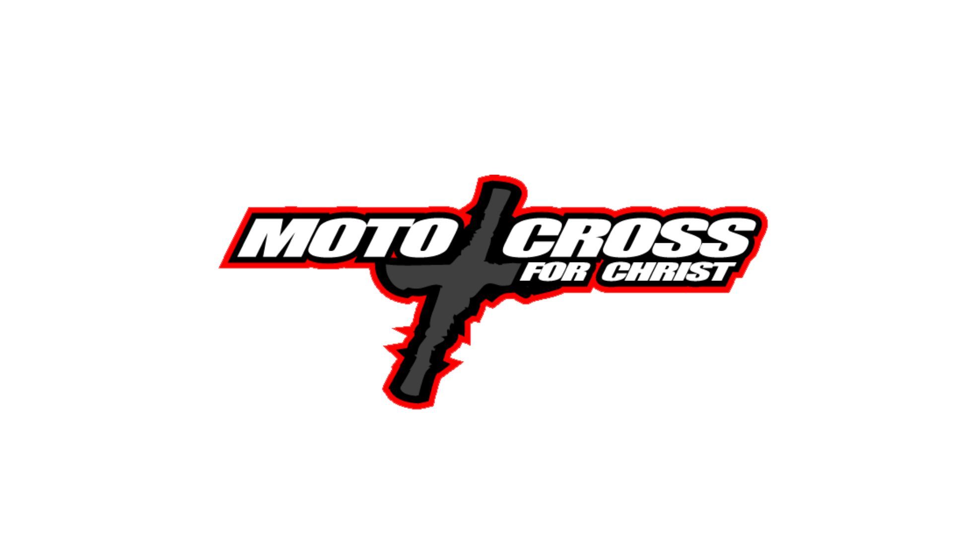Moto Cross for Christ logo: Black cross, red outline, text 