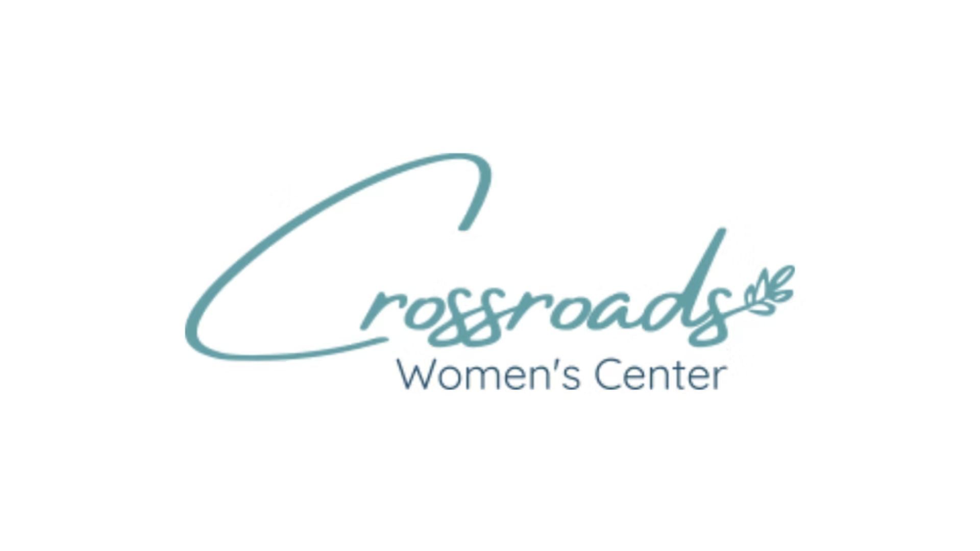 Crossroads Women's Center logo: teal cursive 