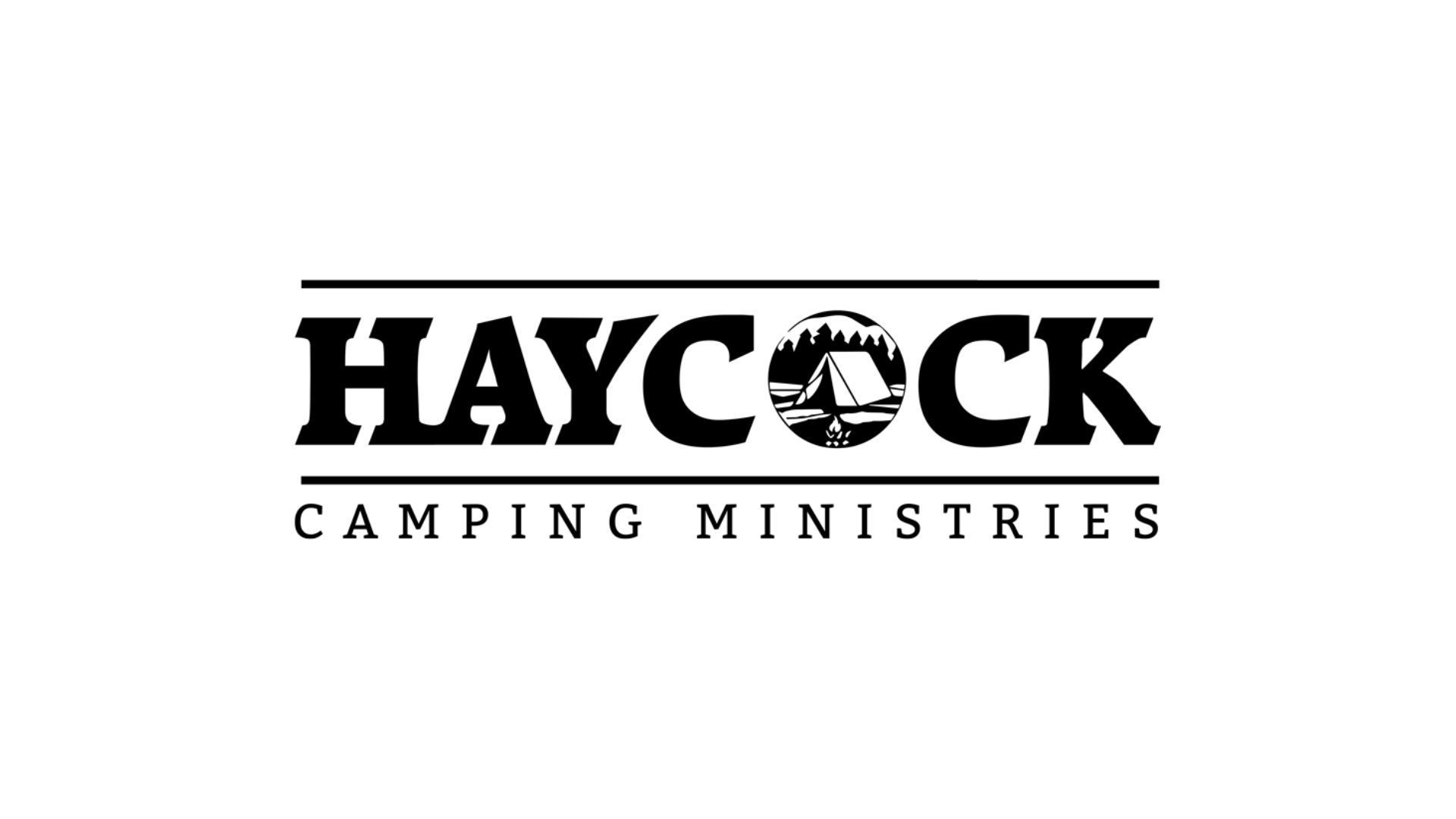 Haycock Camping Ministries logo with camping scene in 