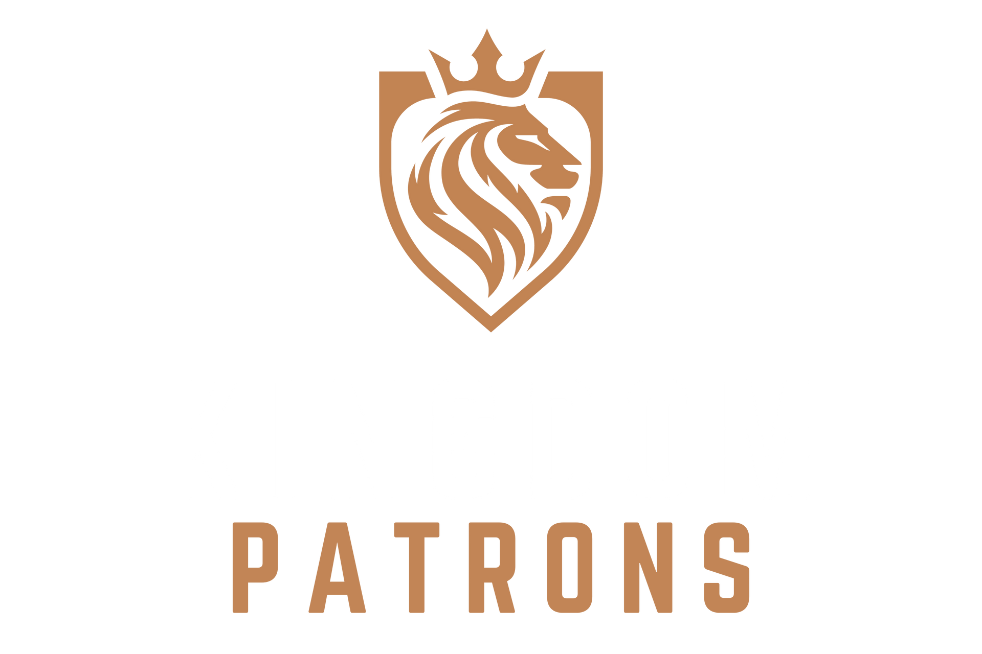 Shield logo with lion's head and crown, above the word