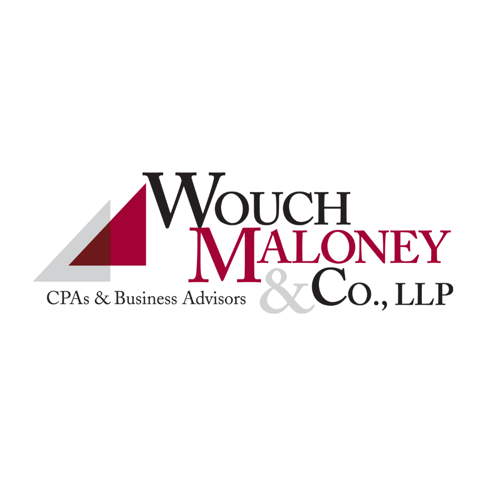 Logo for Wouch Maloney & Co., LLP, CPAs & Business Advisors, with burgundy and grey accents.