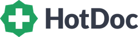 The hotdoc logo has a green cross on it.