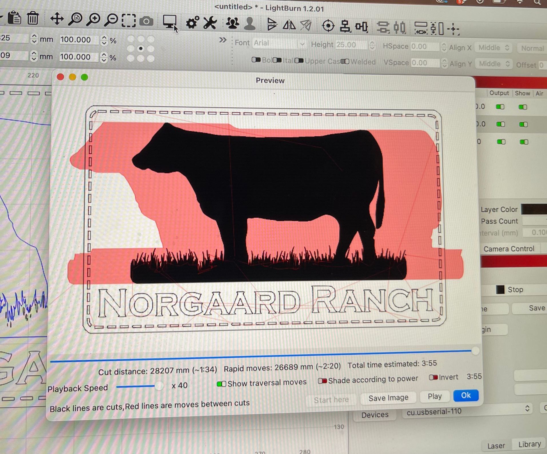 A computer screen with a picture of a cow and the words norgaard ranch