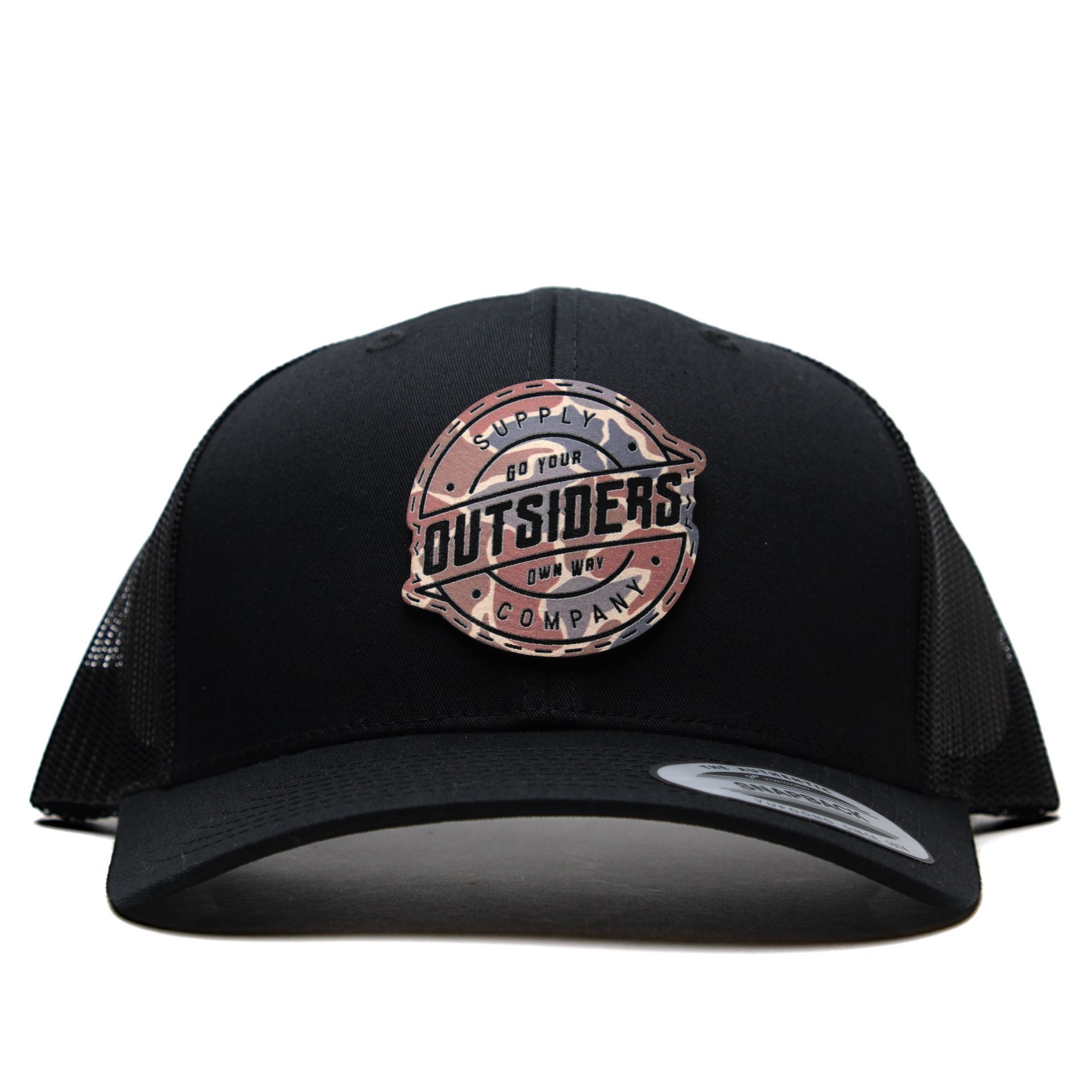 A black hat with the outsiders logo on it