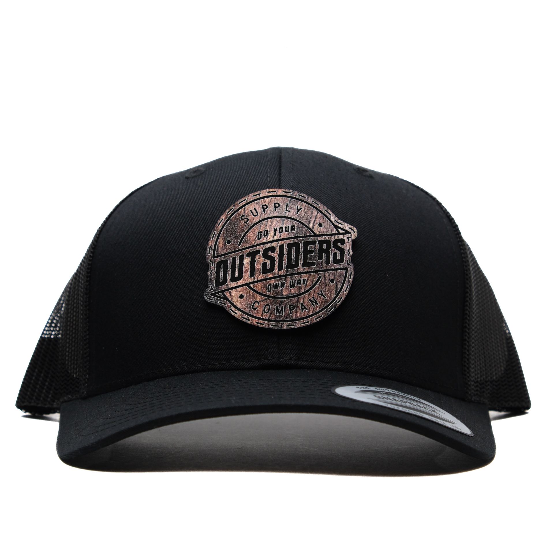 A black hat with the words outsiders on it