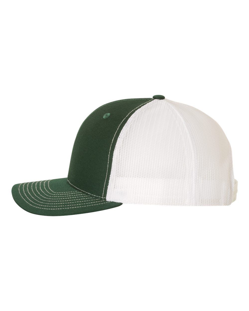 A green and white baseball cap on a white background