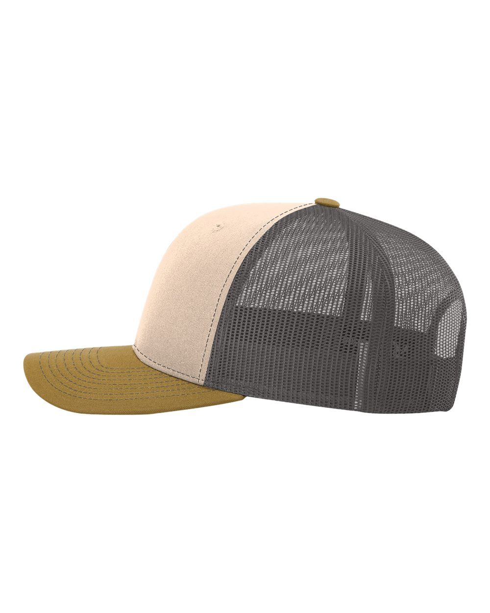 A baseball cap with a mesh back on a white background.
