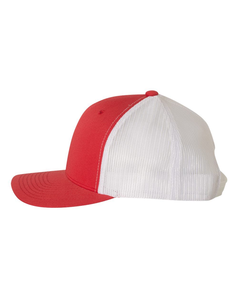 A red and white baseball cap on a white background