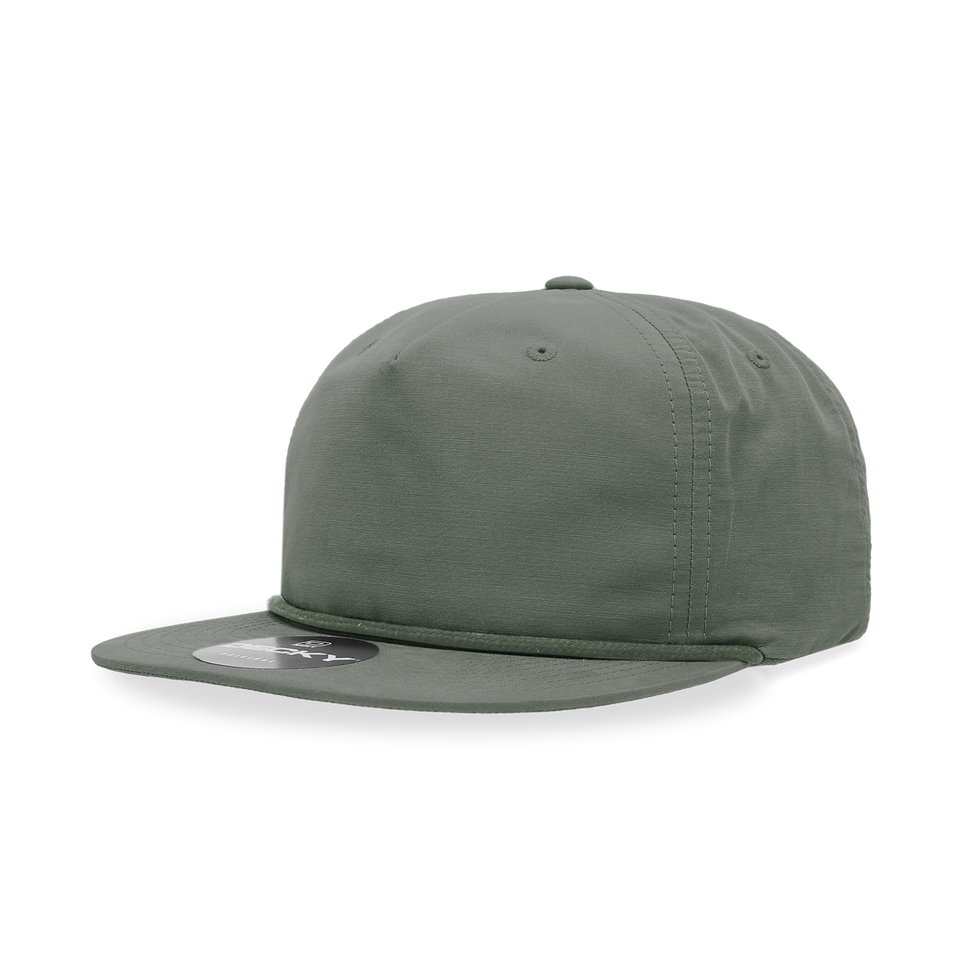 A green baseball cap with a flat brim on a white background.