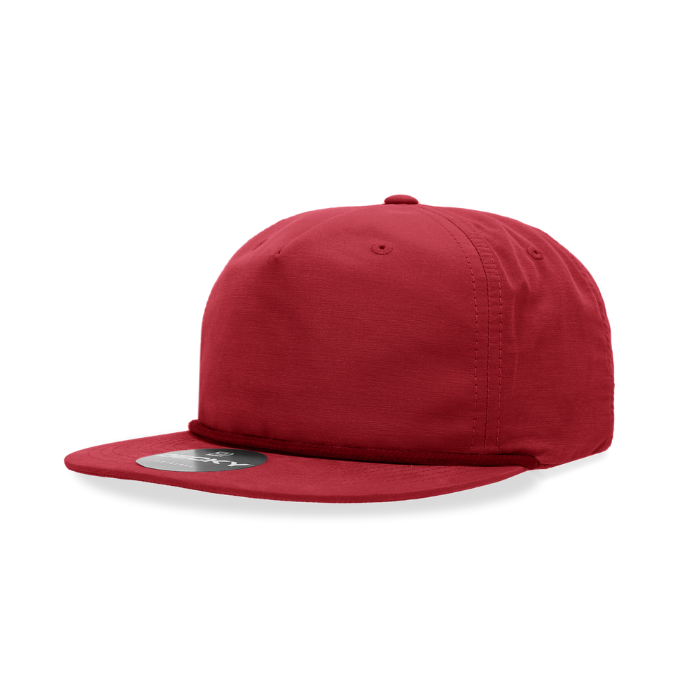 A red baseball cap on a white background