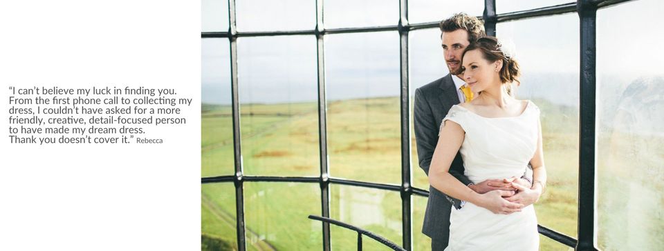 Beaded Back Ivory wedding Dress Lundy Island Lighthouse