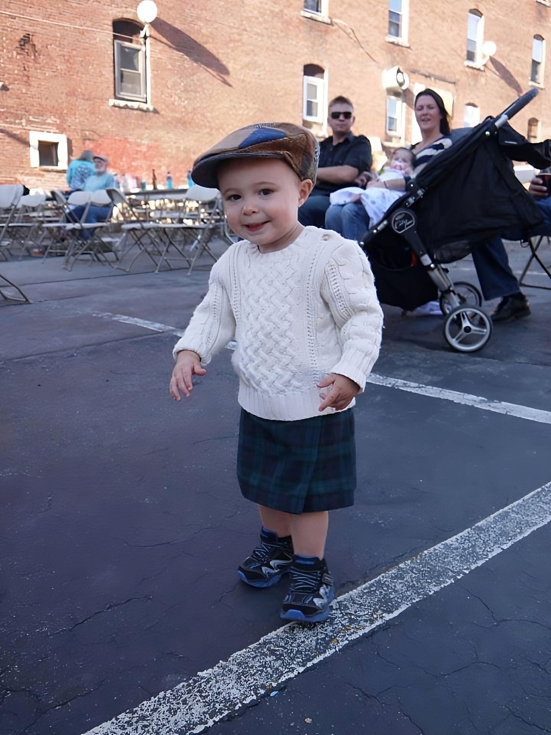cute baby wearing kilt