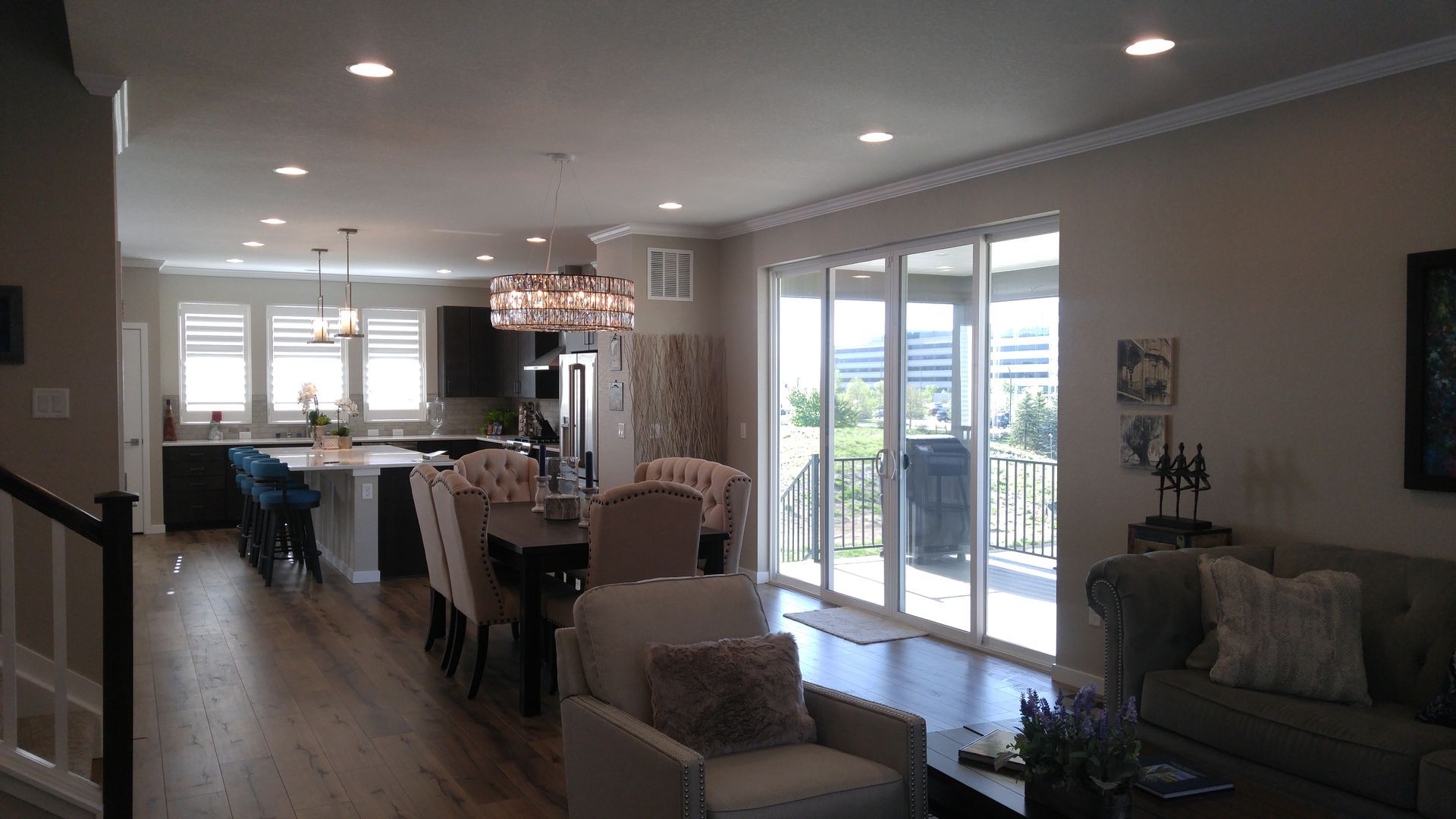 A kitchen with a large island in the middle of it.