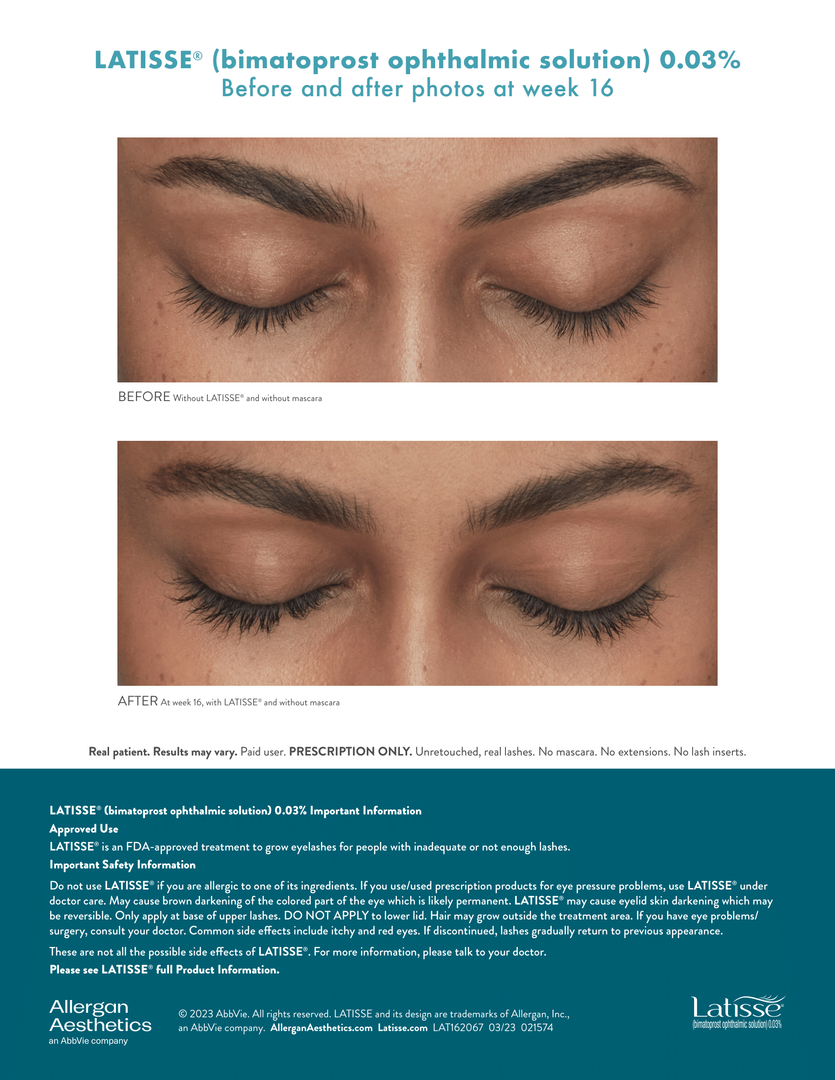 A poster with a picture of a woman 's eyes closed