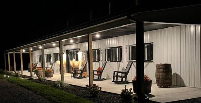 night time pole barn