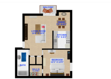 Floor Plan: 1 Bed · 1 Bath · 700 SQ. FT.