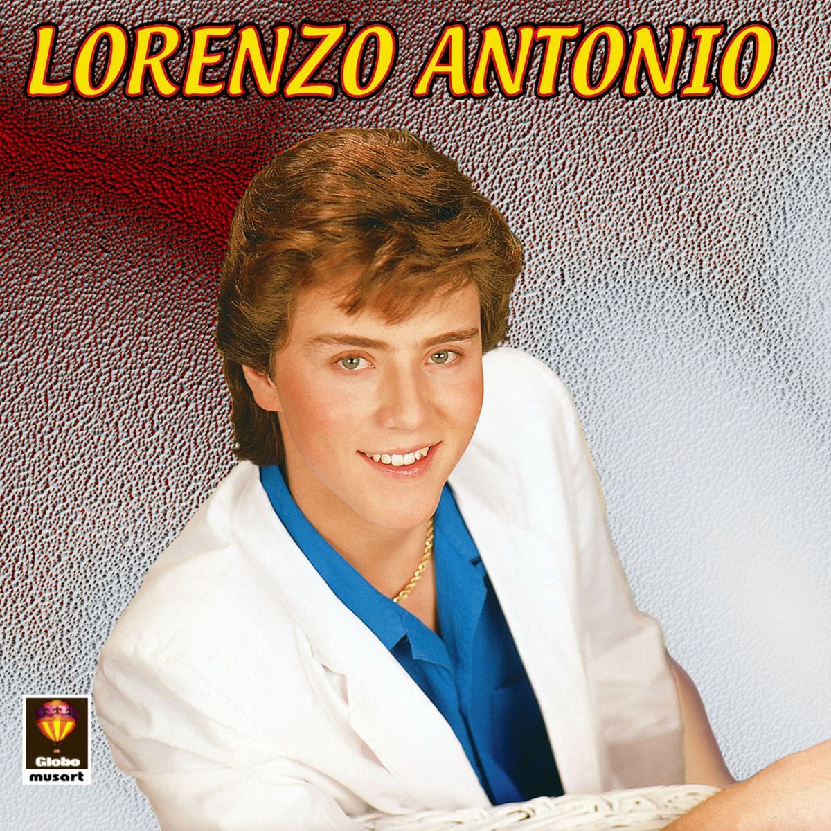 Cover art featuring Lorenzo Antonio, a young man with brown hair, smiling, wearing a white jacket and blue shirt. The background is red and gray.